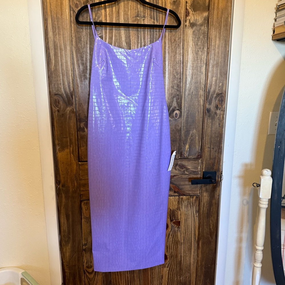 Bardot Lilac Croc-Embossed Midi Dress